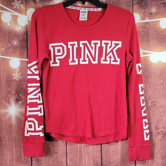 VS PINK Ribbed Longsleeve Top Red Size M - Picture 12 of 12